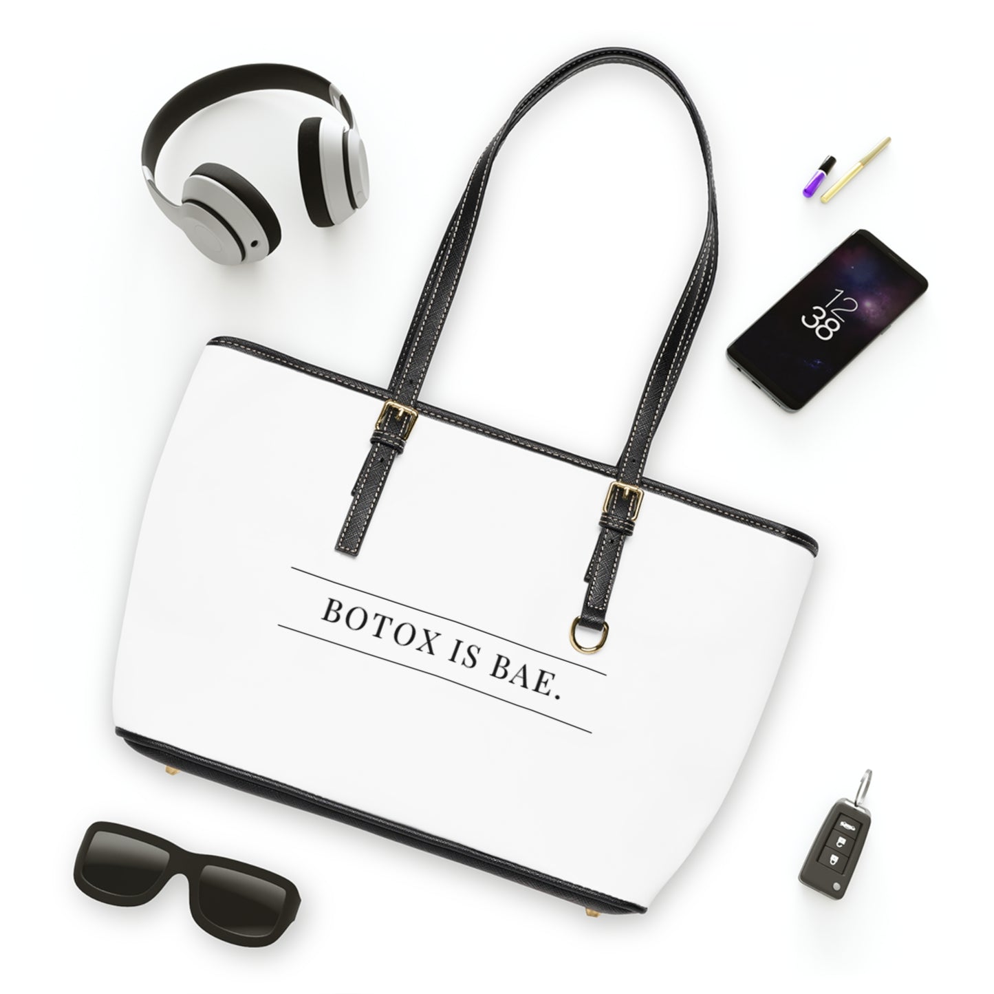 Trendy PU Leather Shoulder Bag - "Botox is Bae" Design