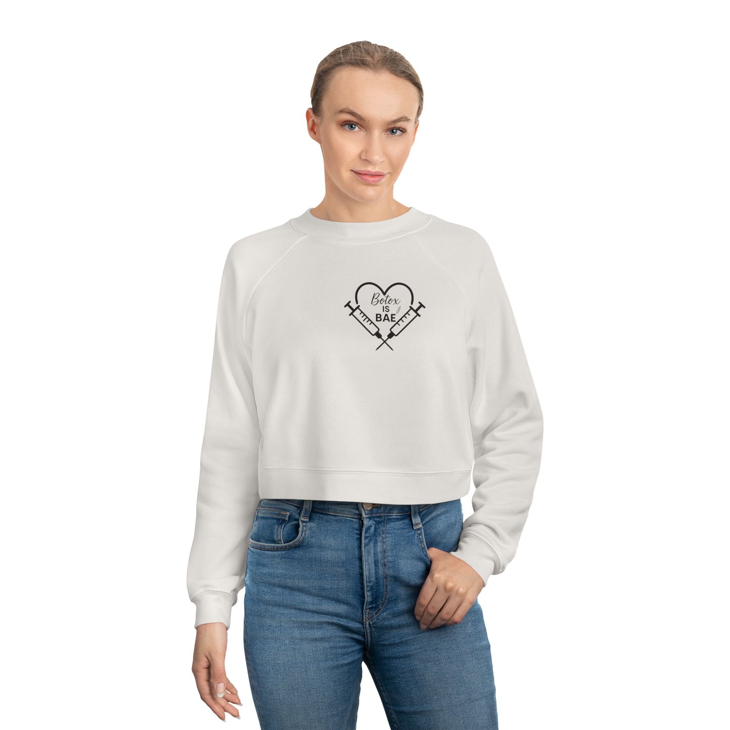 Women's Cropped Fleece Pullover "Botox is Bae", Cozy Sweatshirt, Casual Hoodie