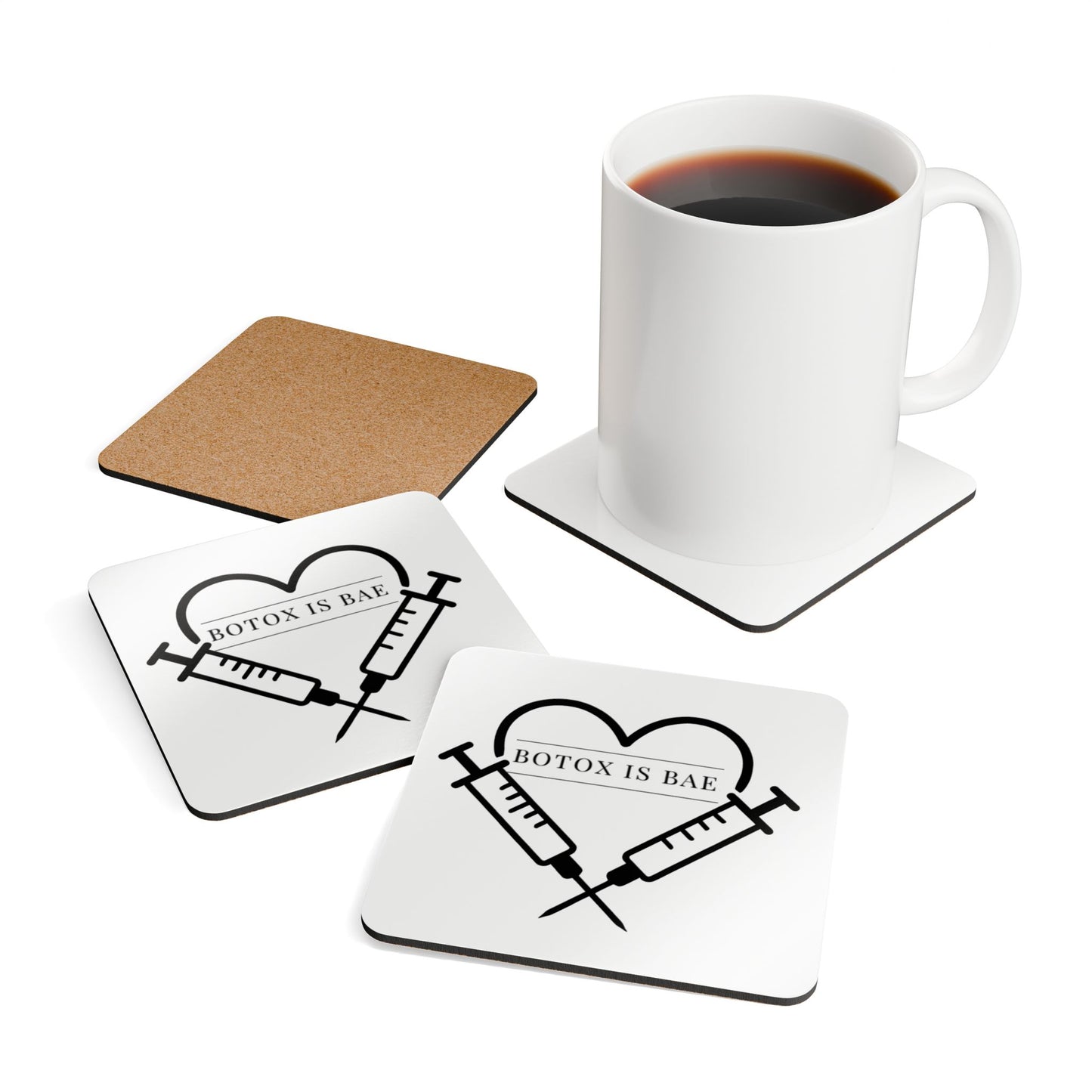 Botox is Bae Cork Coaster Set - Fun & Trendy Drink Coasters for Aesthetic Lovers